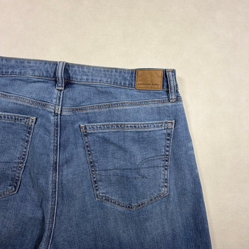 American Eagle Super‎ High-Rise Baggy Wide Leg Jeans Medium Wash Blue 12 Short - Picture 11 of 12